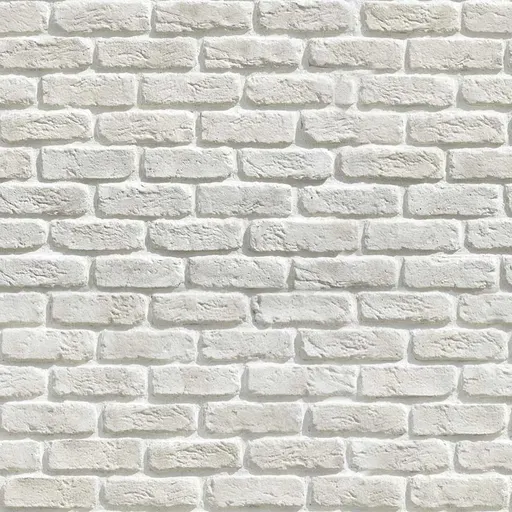 White painted brick wall with textured surface, seamless pattern, suitable for interior or exterior walls.