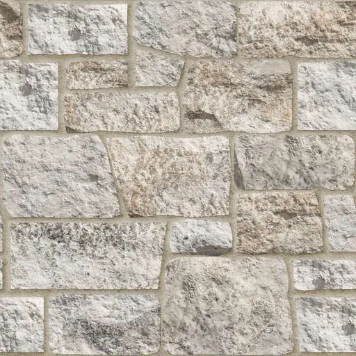rough orchard limestone blocks in beige and grey tones with mortar joints forming a natural stone wall