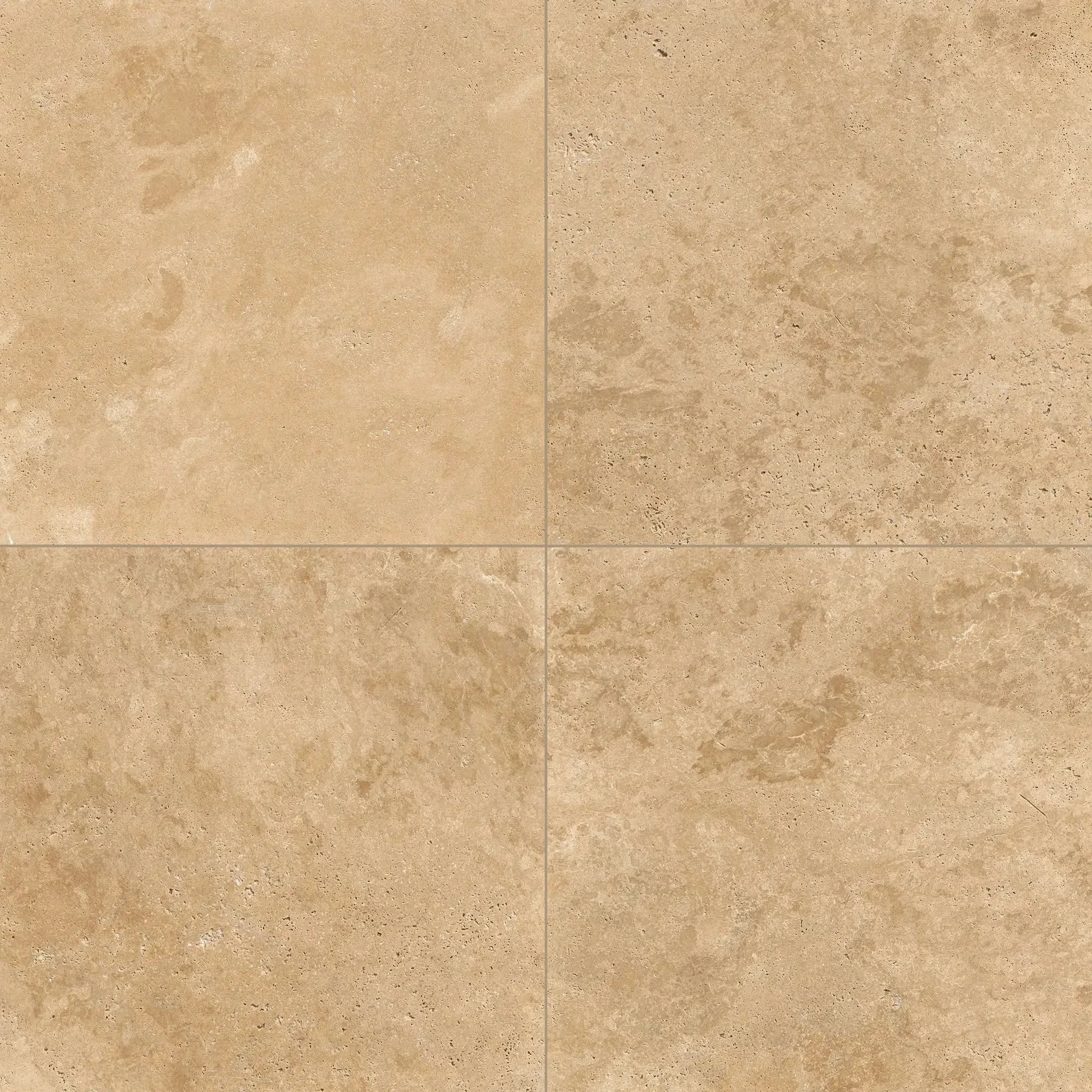 Seamless travertine stone texture in beige with natural pitted pattern, ideal for flooring or wall surfaces.